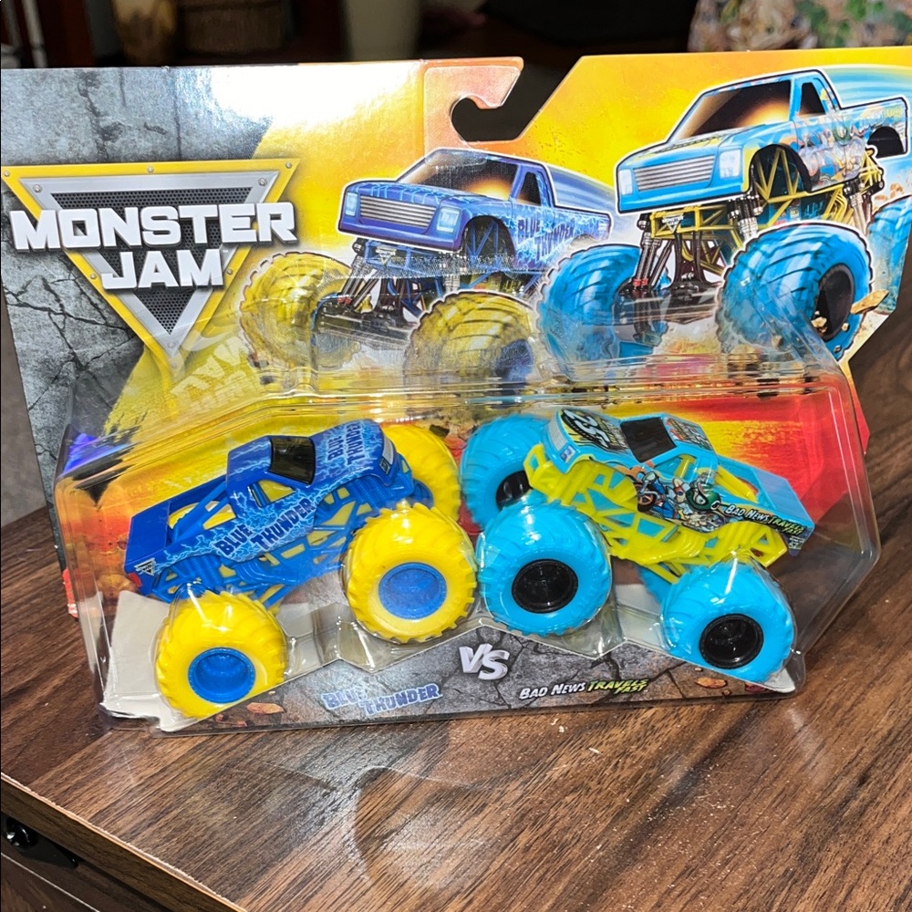 Monster Jam Monster Trucks Blue and Yellow Toy Truck Set
